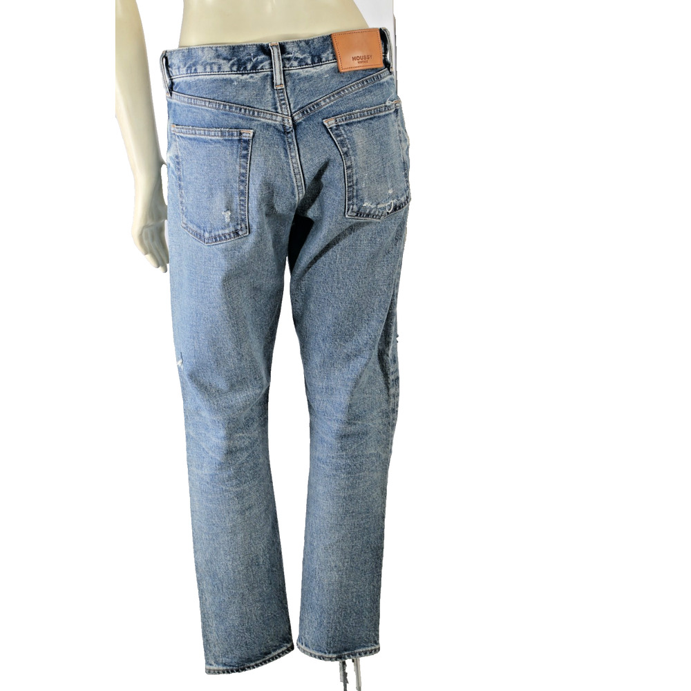 Authentic MOUSSY VINTAGE Blue Distressed High Rise Straight Leg Jeans Size 26